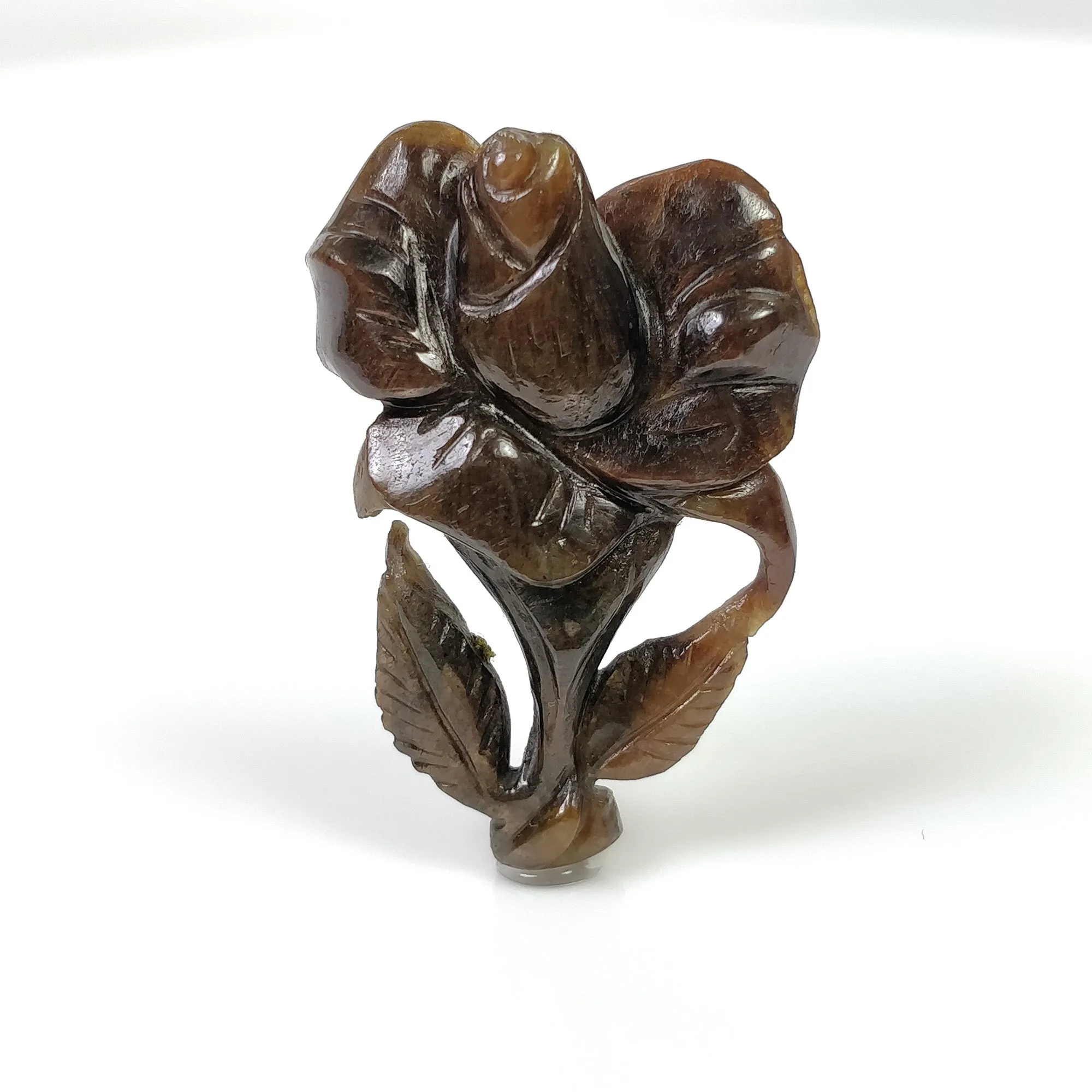 Golden Brown Chocolate SAPPHIRE Gemstone Carving : 46.25cts Natural Untreated Sapphire Hand Carved FLOWER 39*25mm