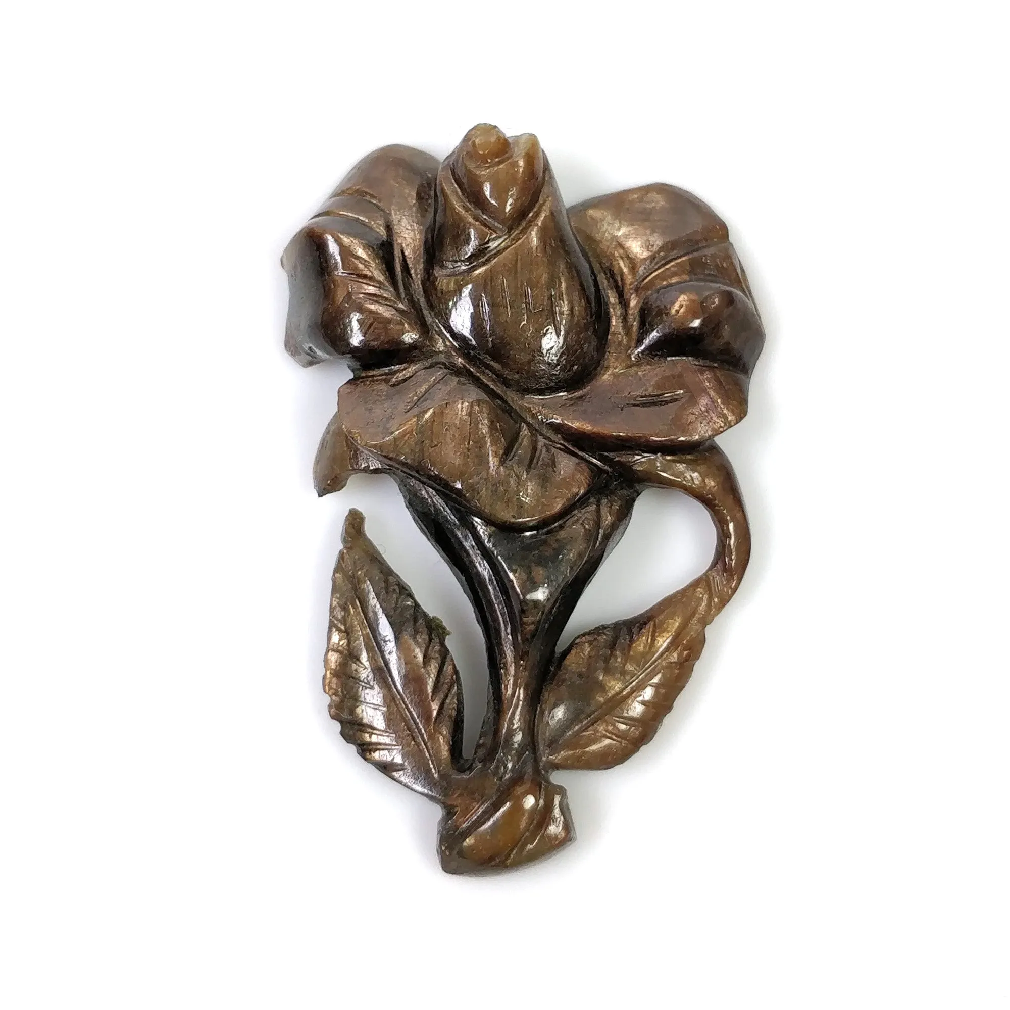 Golden Brown Chocolate SAPPHIRE Gemstone Carving : 46.25cts Natural Untreated Sapphire Hand Carved FLOWER 39*25mm