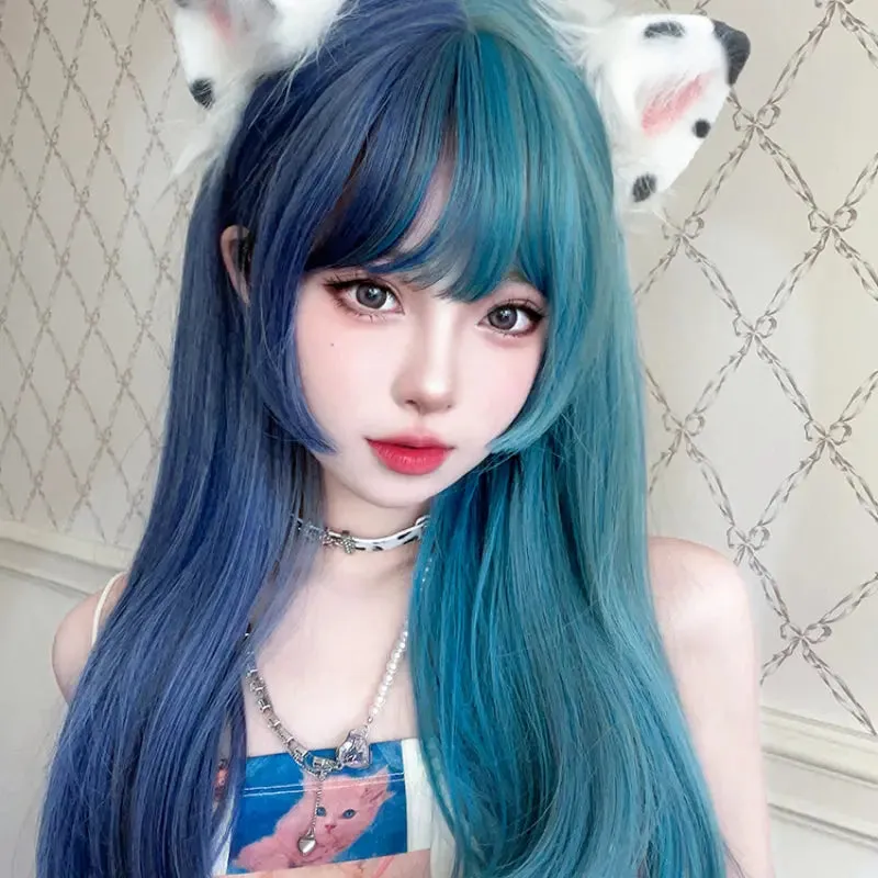 Harajuku Half Blue and Half Teal Wig ON1468