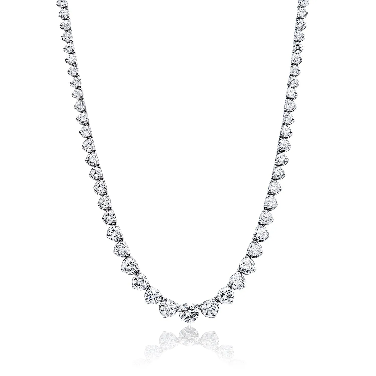 Heaven 23 Carat Round Brilliant Diamond Riviera Graduated Necklace in 14 Karat White Gold For Ladies By Mike Nekta