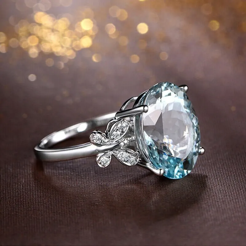 Hot Aquamarine Trendy Ring