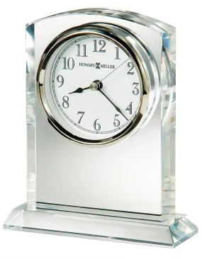 Howard Miller Flaire Crystal Table Clock - White Dial - Silver Tone Accents