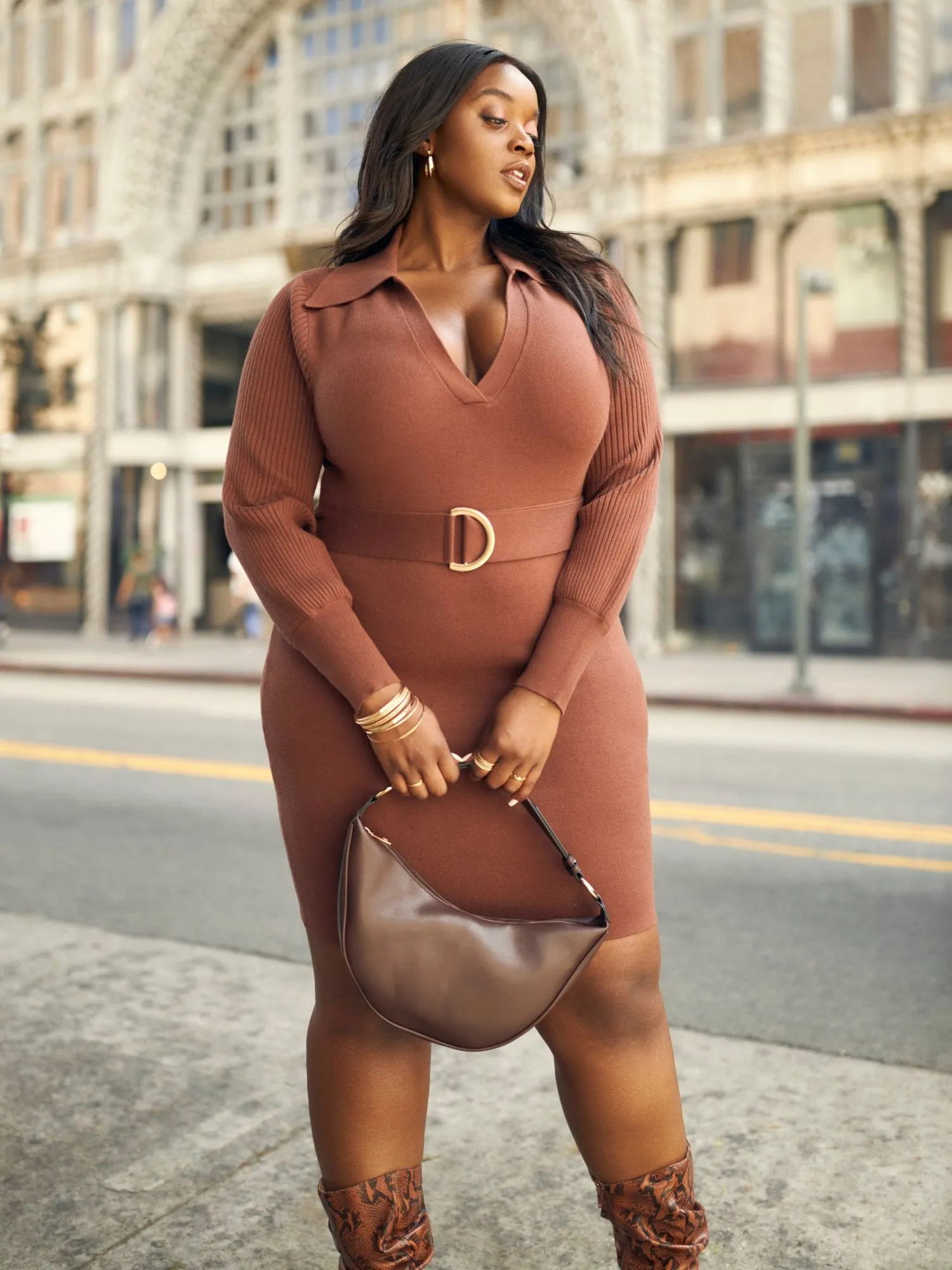 Julia Belted Sweater Dress