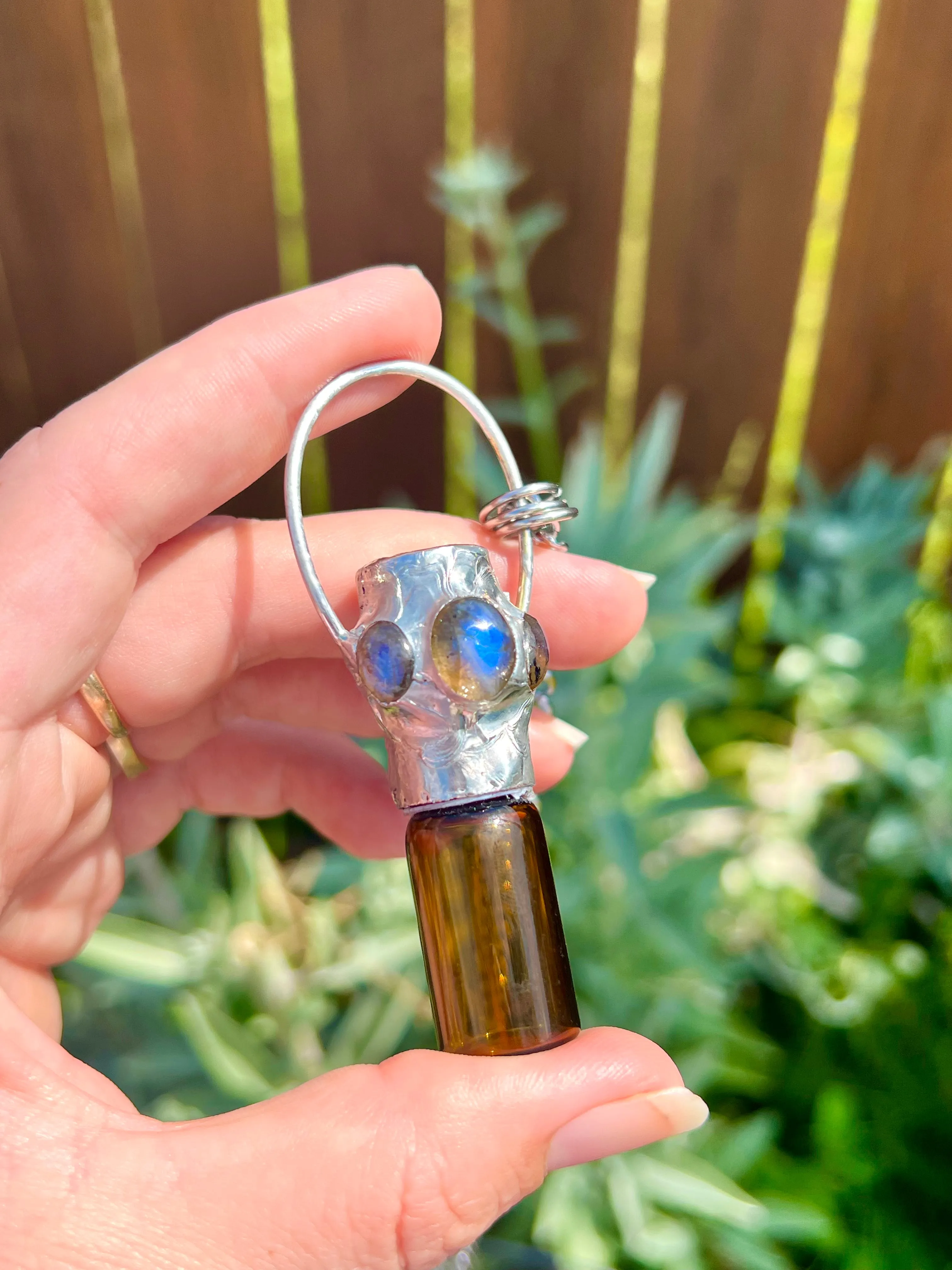 Labradorite Aromatherapy bottle necklace no.2