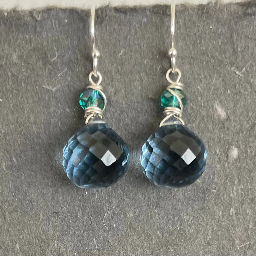 Large Denim Blue Onion Dangle Earrings