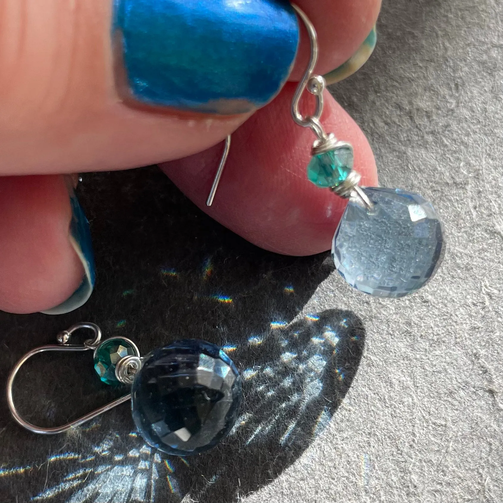 Large Denim Blue Onion Dangle Earrings