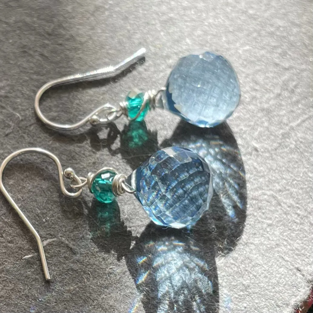 Large Denim Blue Onion Dangle Earrings