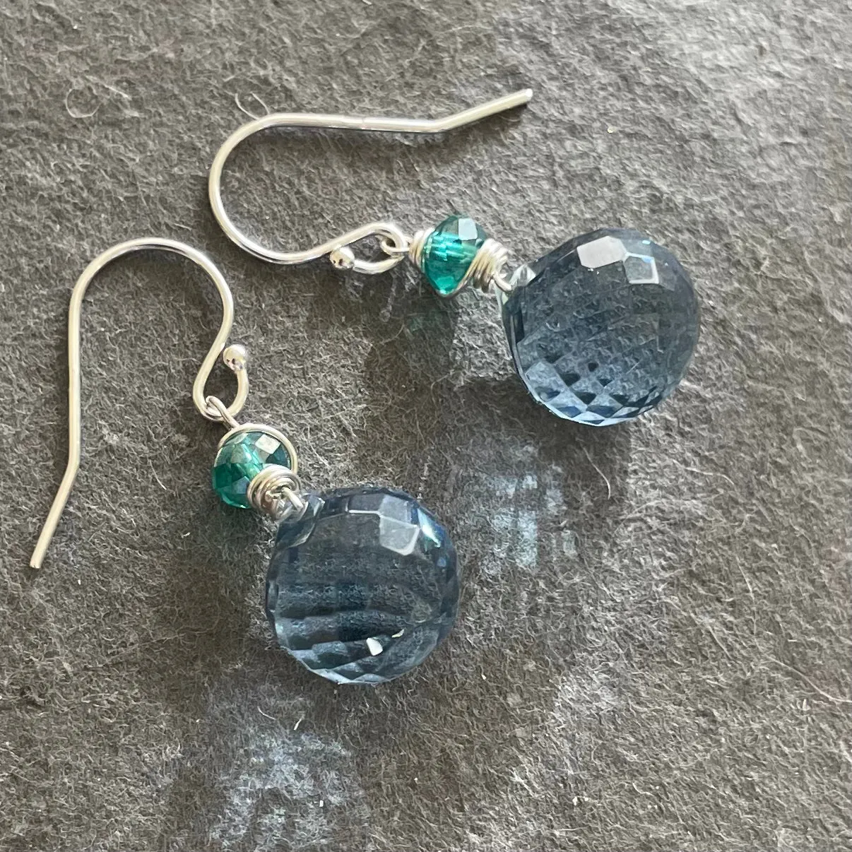 Large Denim Blue Onion Dangle Earrings