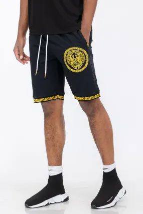 Lion Head Embroidered Shorts