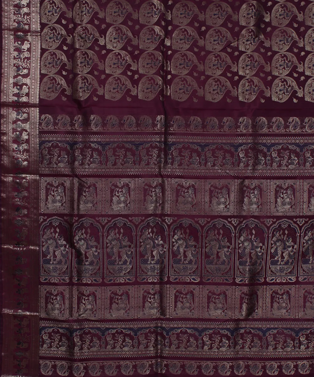 Magenta handwoven swarnachari baluchari silk saree