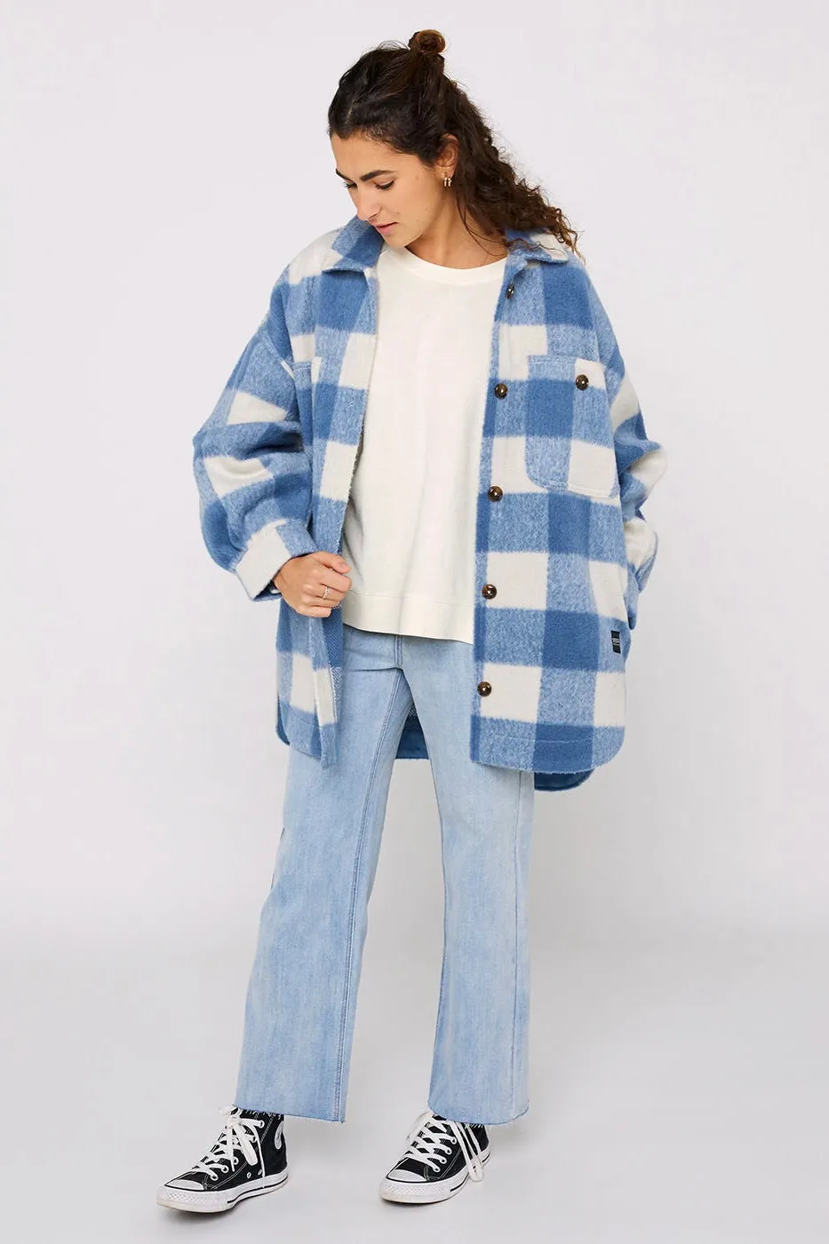 Marbella Blue Check Fleece Jacket