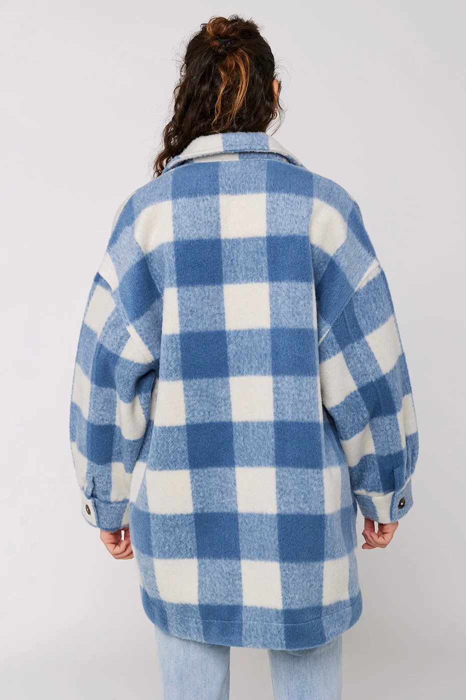 Marbella Blue Check Fleece Jacket