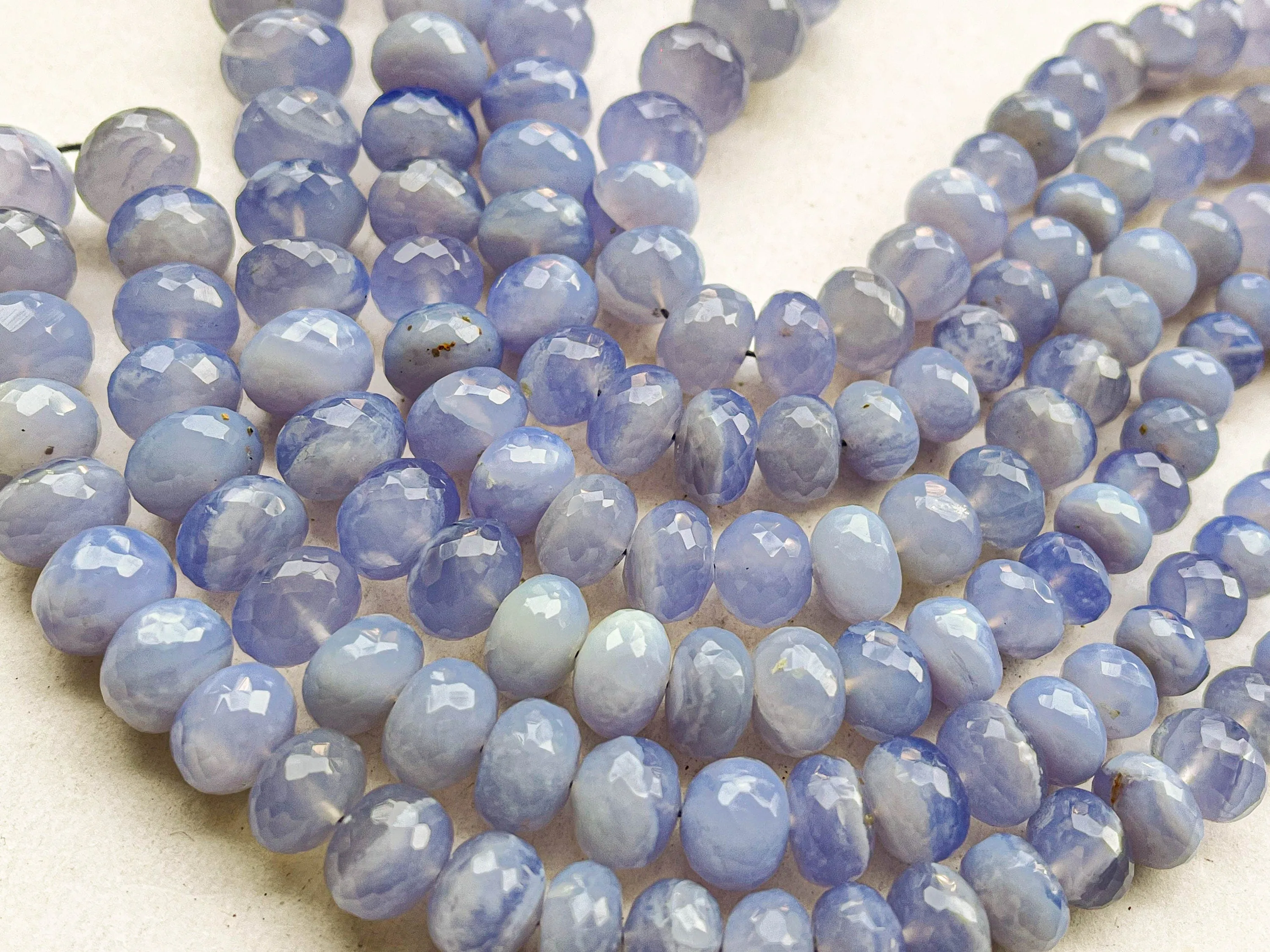 Natural Blue Chalcedony Rondelle Shape faceted beads