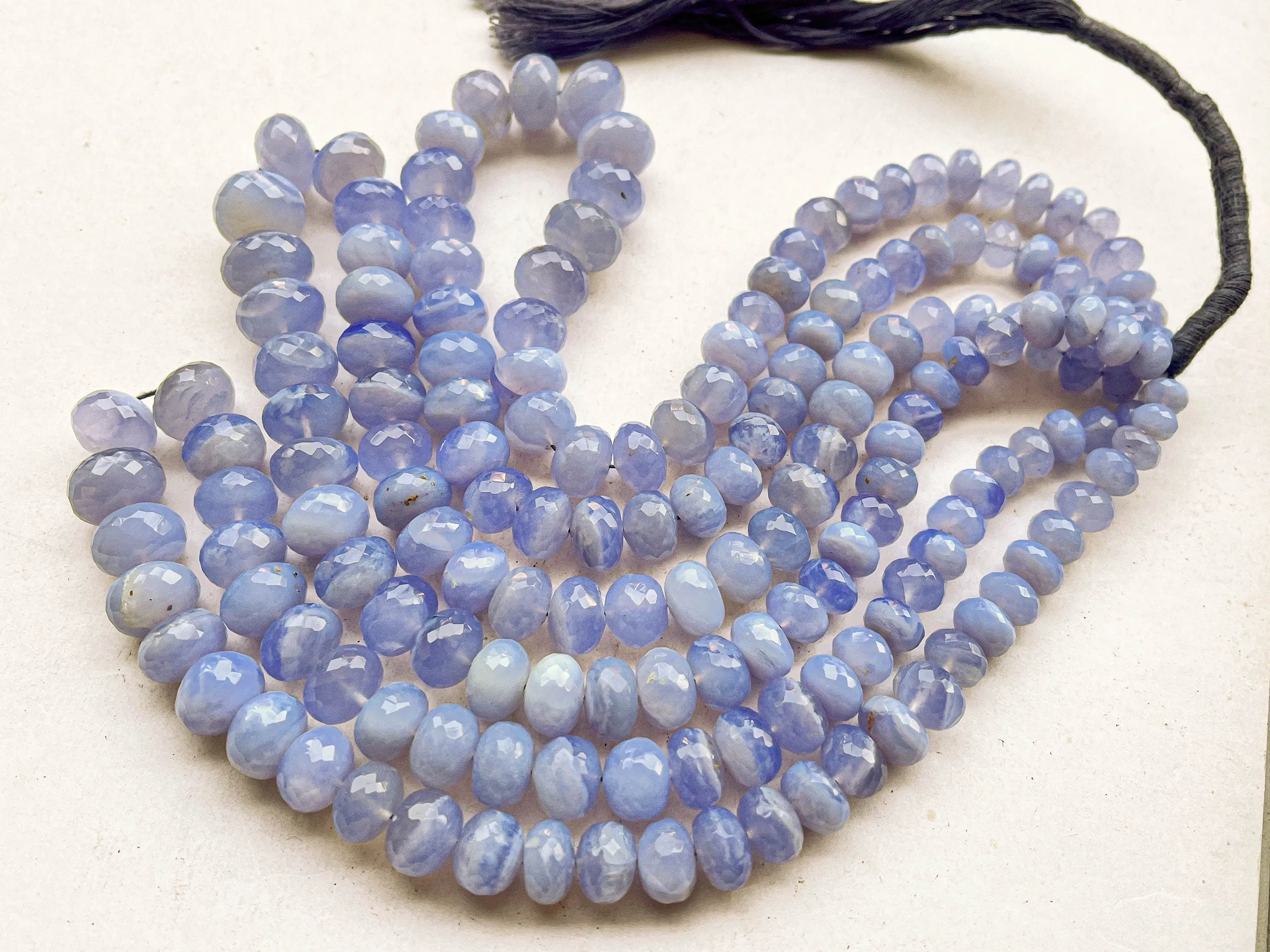 Natural Blue Chalcedony Rondelle Shape faceted beads