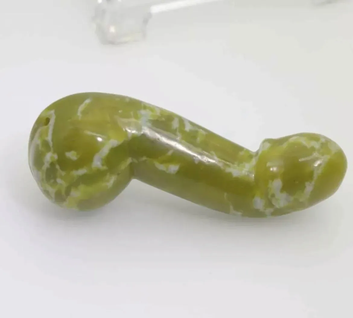 Natural Green Jade Carved Crystal Penis