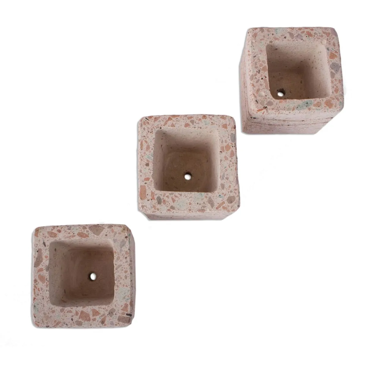 Novica Chic Waves Reclaimed Stone Flower Pots (Set Of 3)