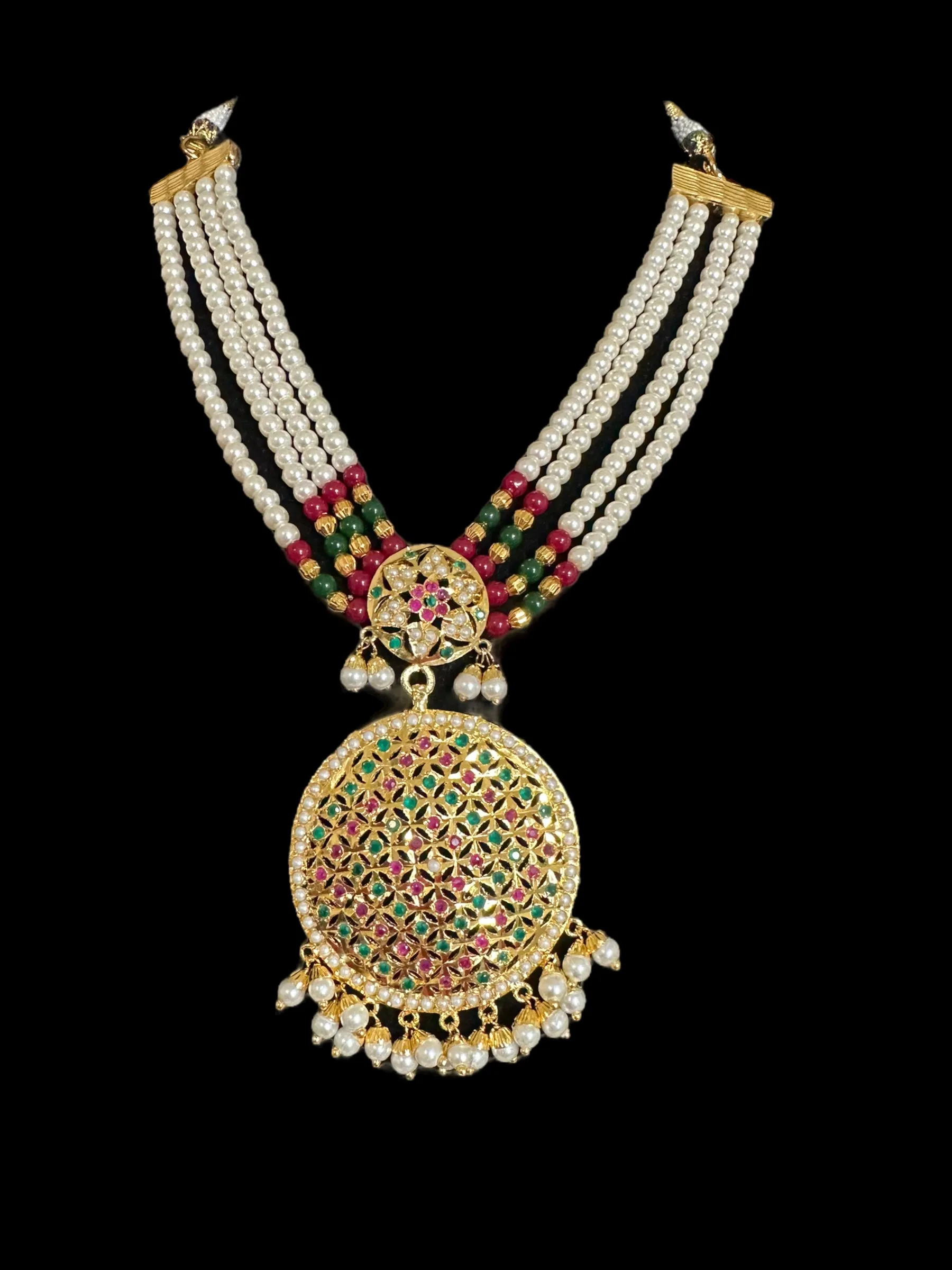 NS165 Muniza neckalce set in navratan (READY TO SHIP)