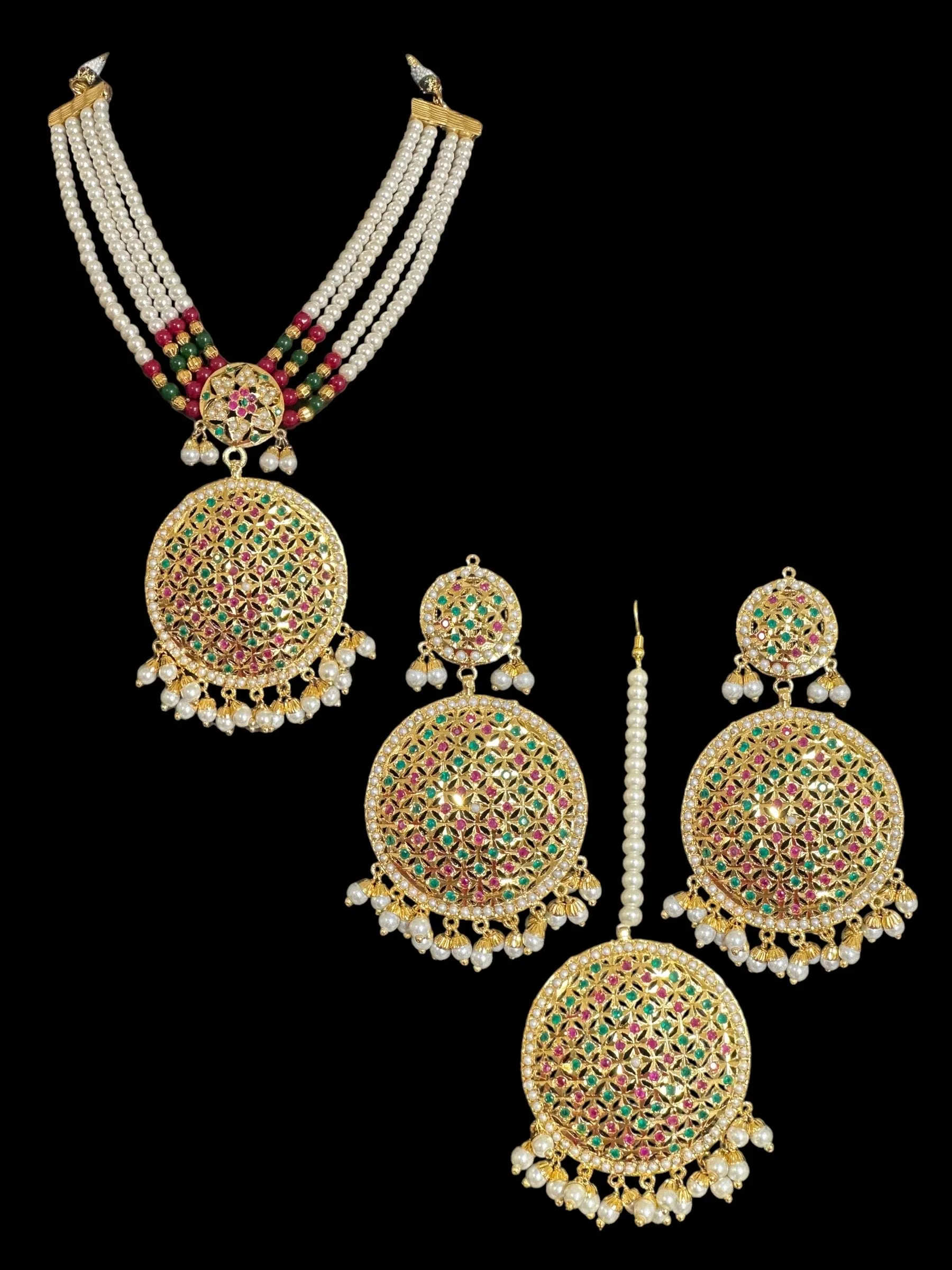 NS165 Muniza neckalce set in navratan (READY TO SHIP)