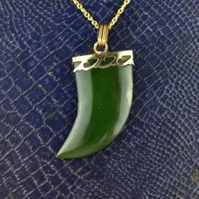 ON HOLD Vintage Gold Jade Claw Pendant Necklace