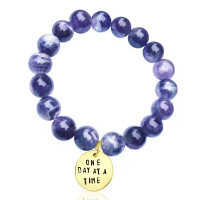 One Day at a Time - Inspirational Bracelet with Amethyst (GF)