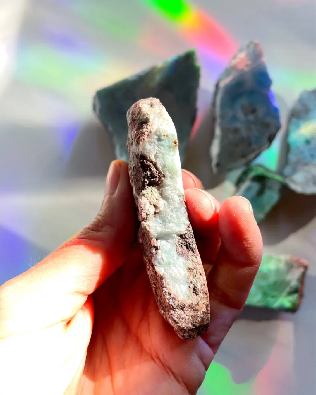 Rough Larimar 1 face Polished