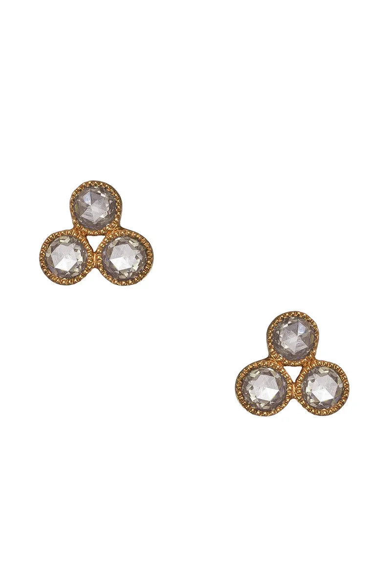 Sethi Couture Grace 18KRG Triple Cluster Diamond Stud Earrings