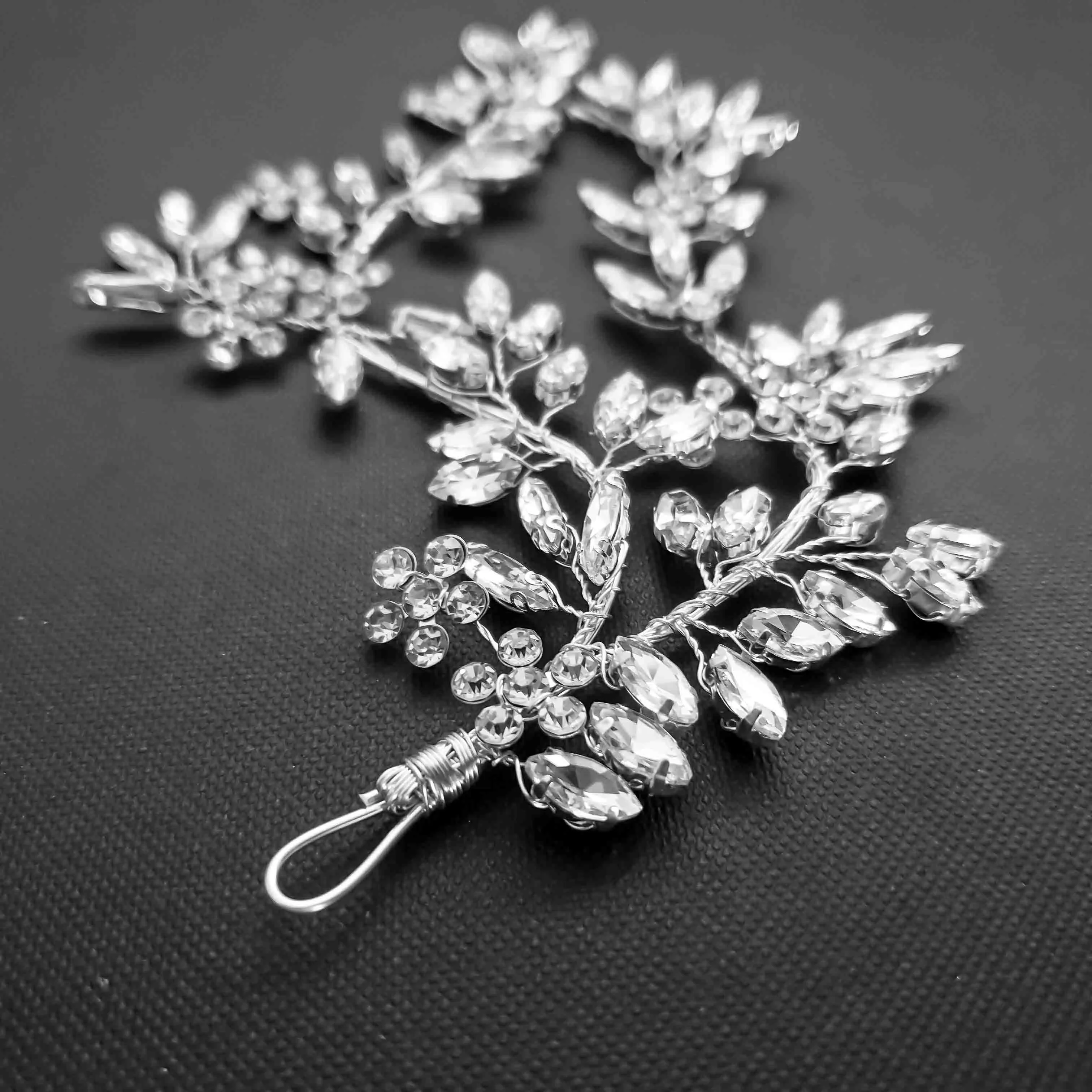 Silver Leaf Hair Piece for Weddings-Marley