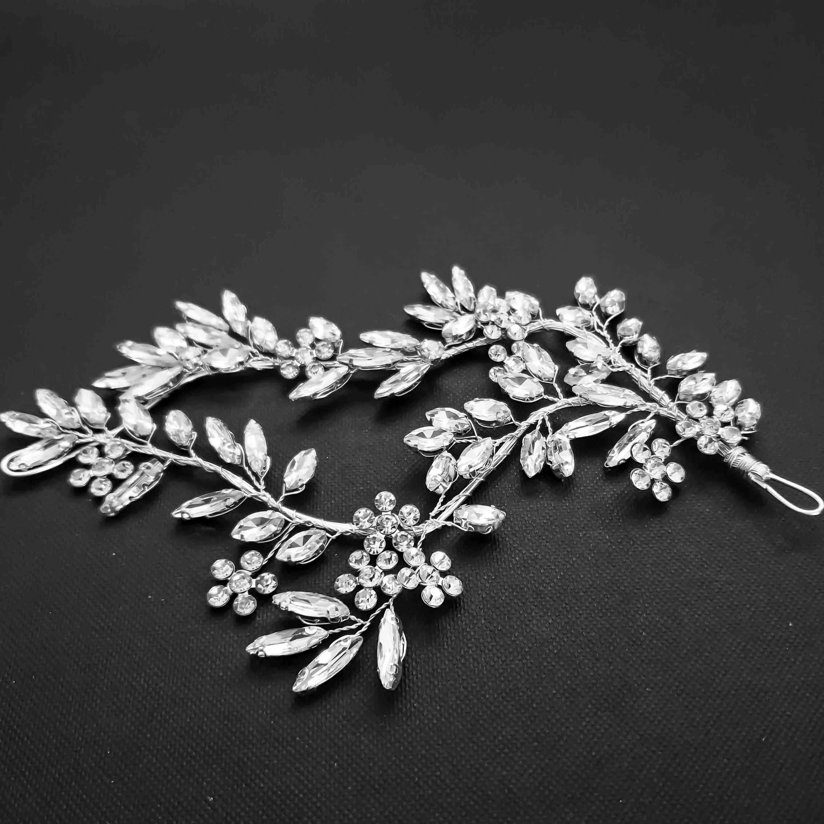 Silver Leaf Hair Piece for Weddings-Marley