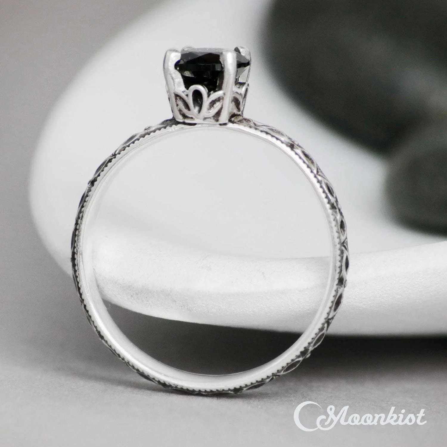 Sterling Silver Black Spinel Promise Ring | Moonkist Designs