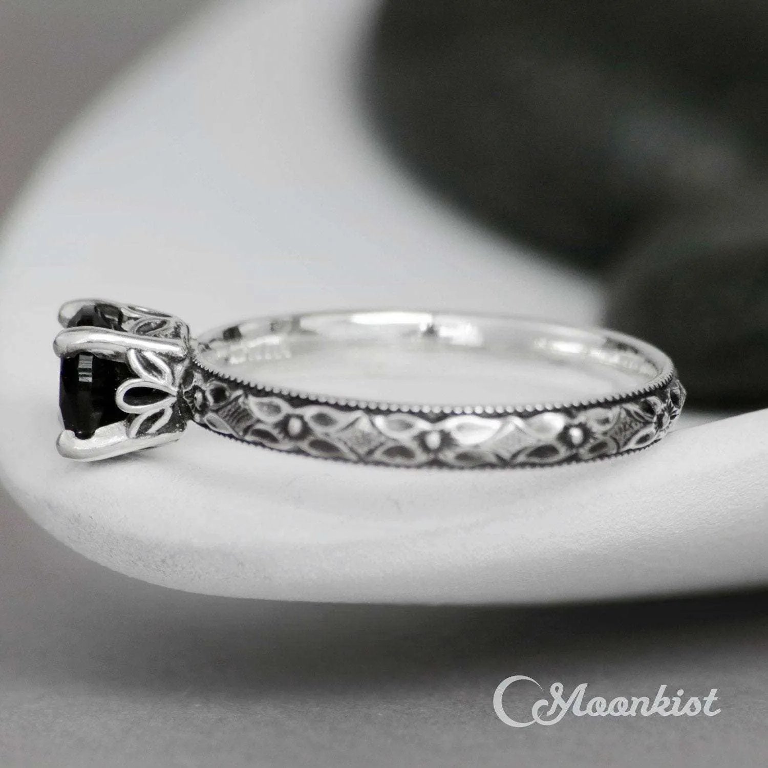 Sterling Silver Black Spinel Promise Ring | Moonkist Designs