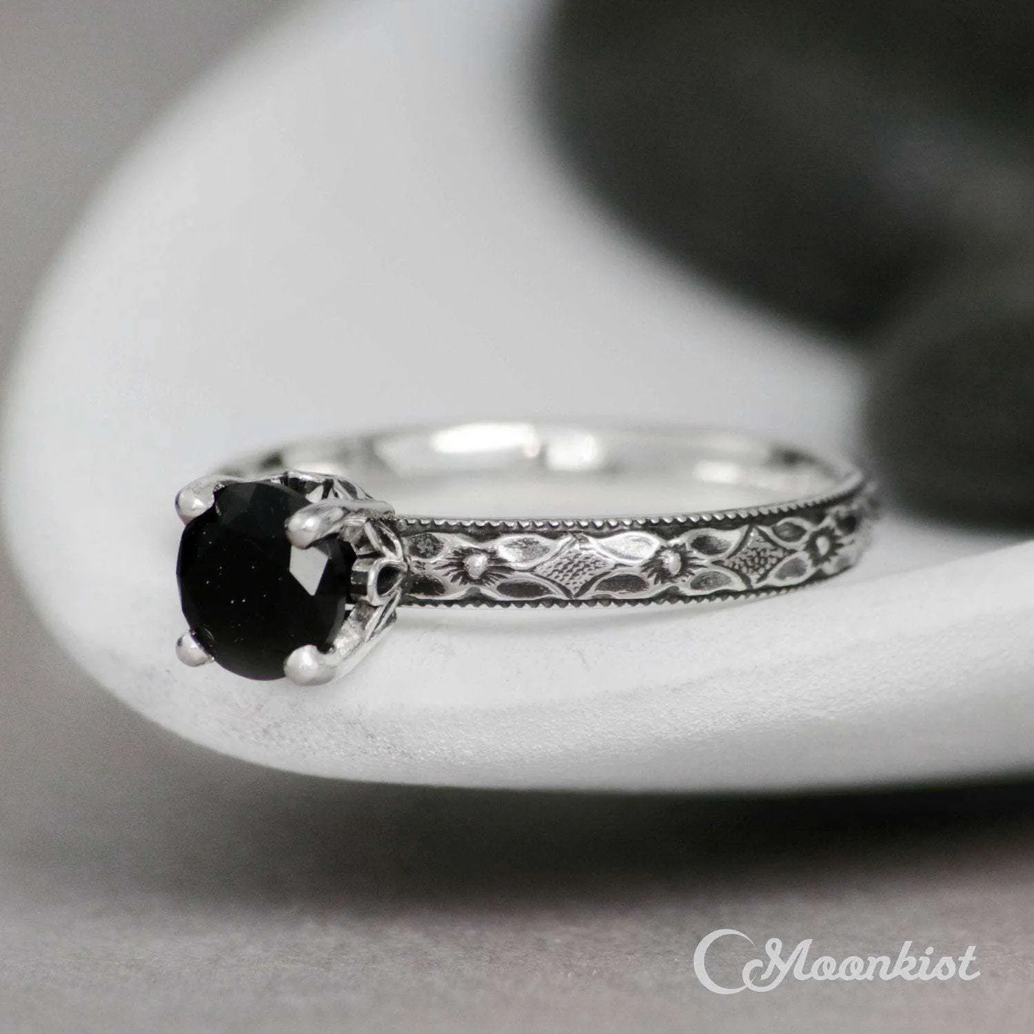 Sterling Silver Black Spinel Promise Ring | Moonkist Designs