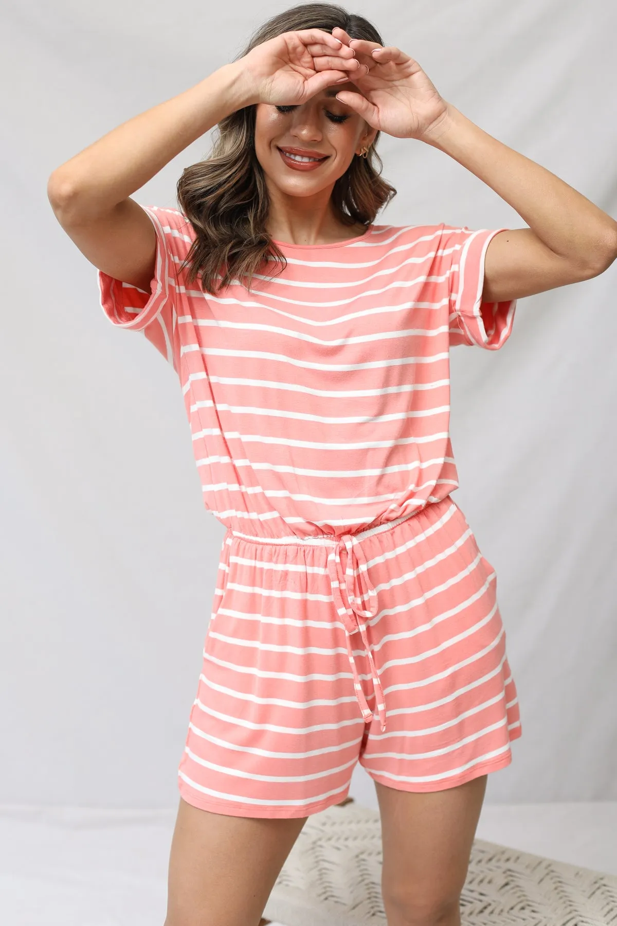 Stripe Romper With Pockets