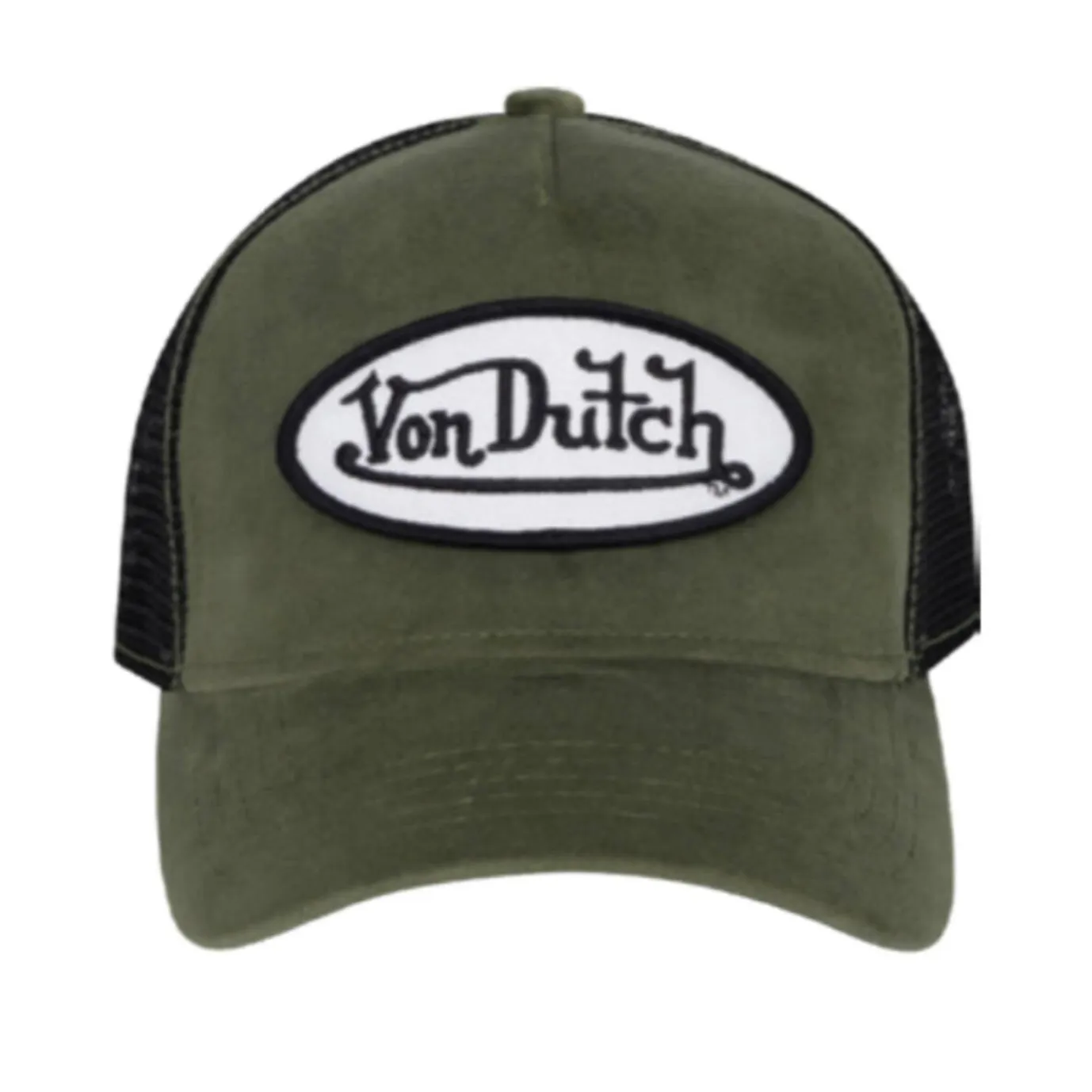 Suede Von Dutch Logo Trucker Hat