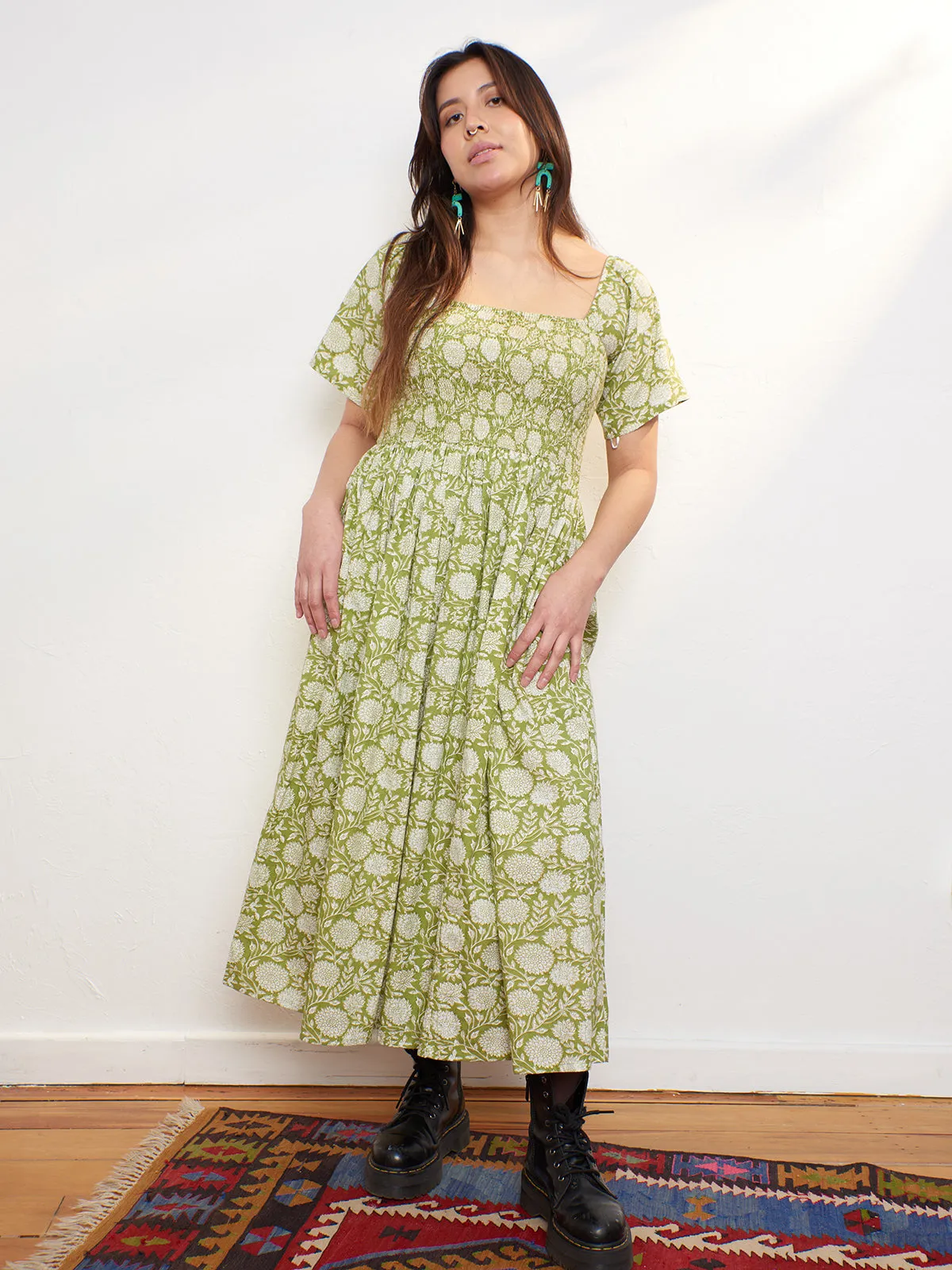 Teddy Midi Dress - Pear Floral