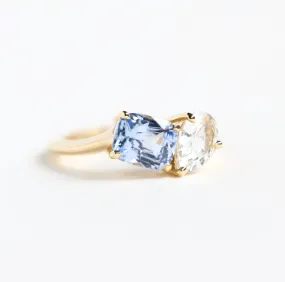 Toi Et Moi Ring, Light Blue Sapphire Ring Cluster