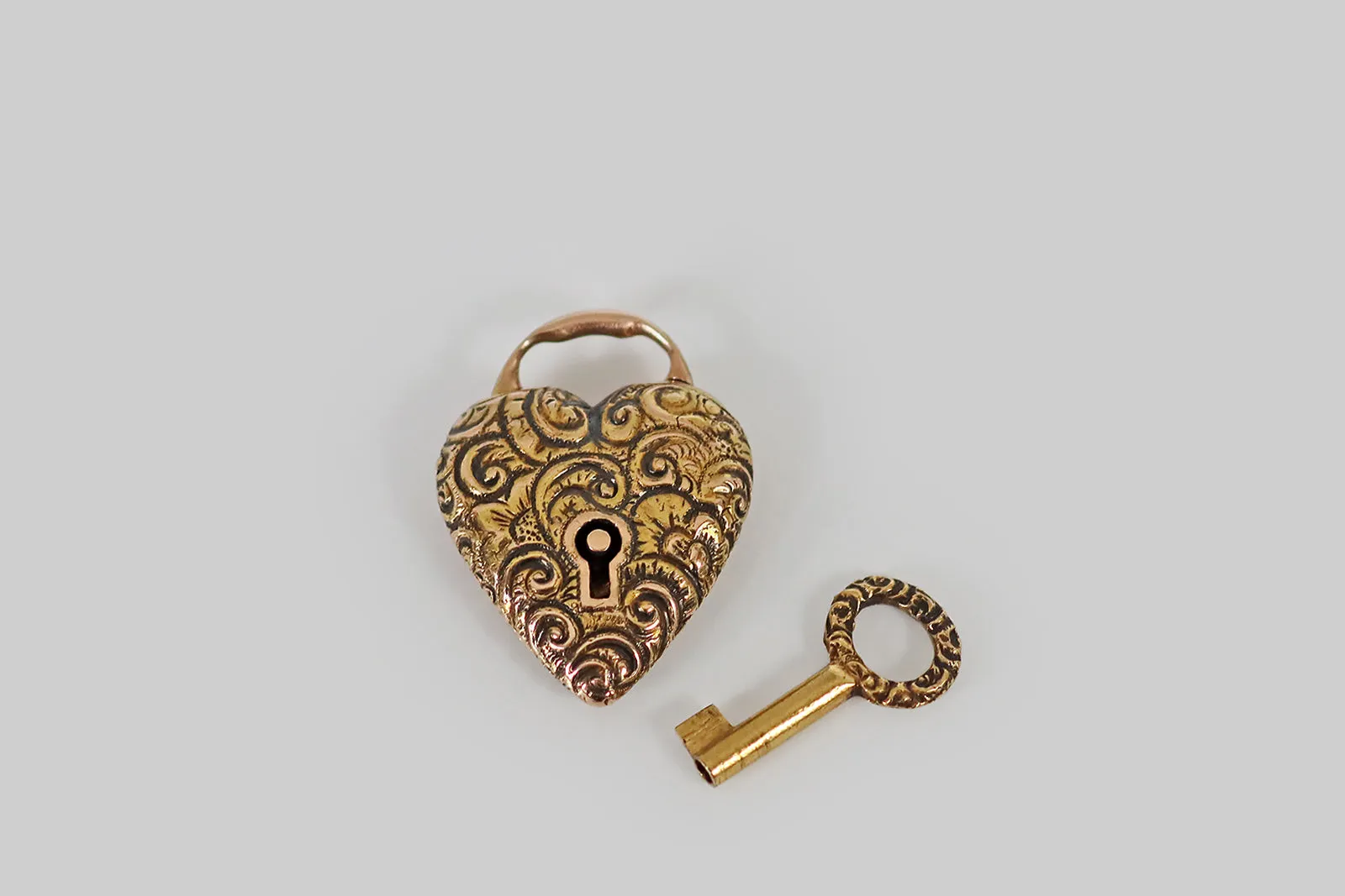 Victorian Repoussé Heart Padlock Charm