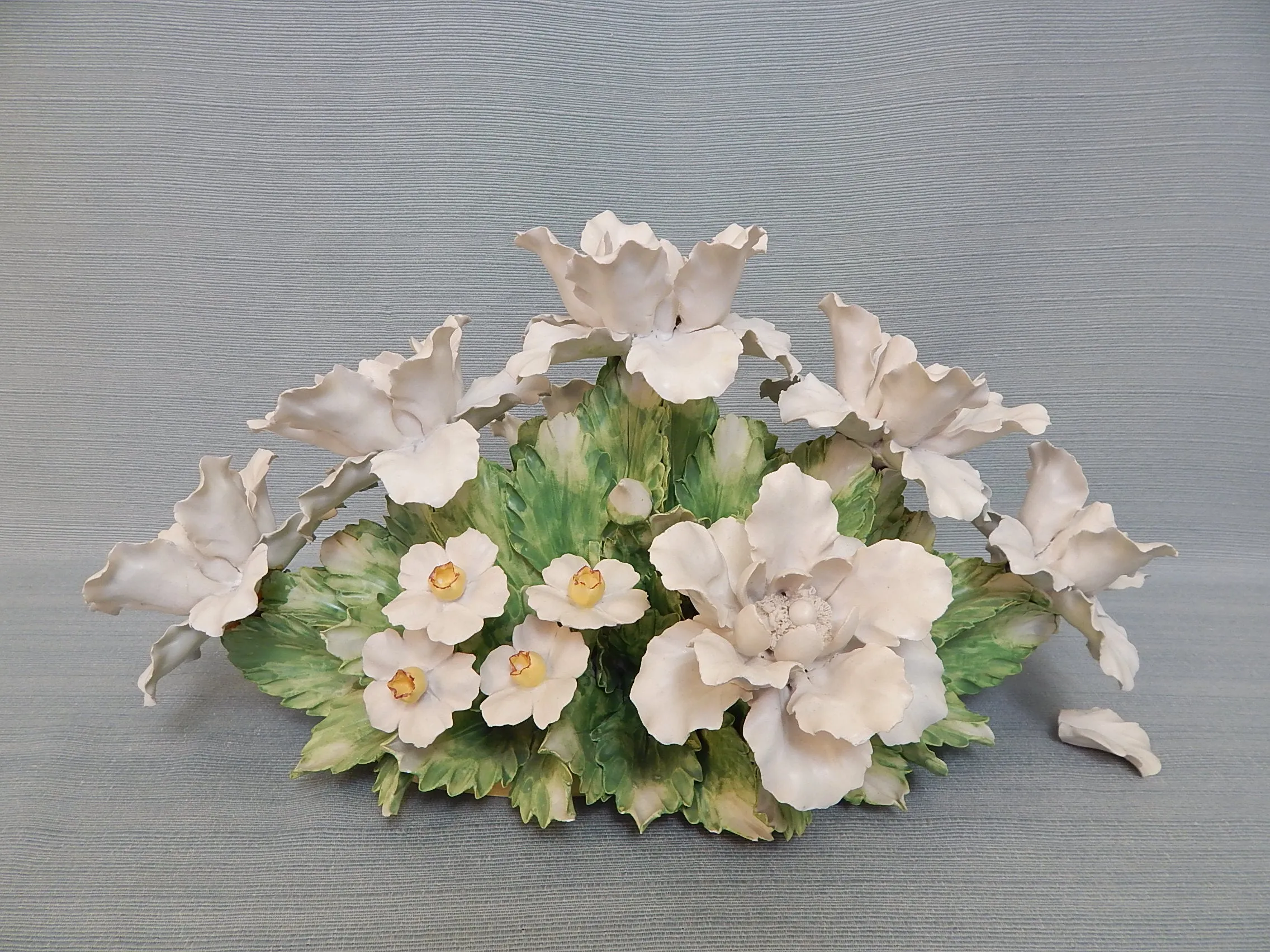 White Flower Bouquet Ceramic Centerpiece