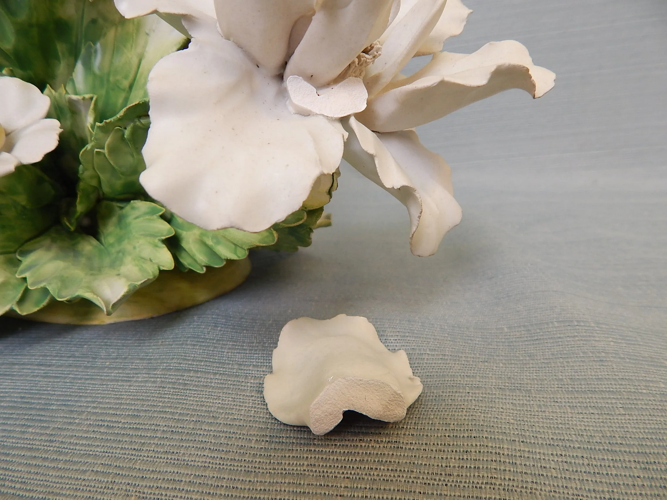 White Flower Bouquet Ceramic Centerpiece