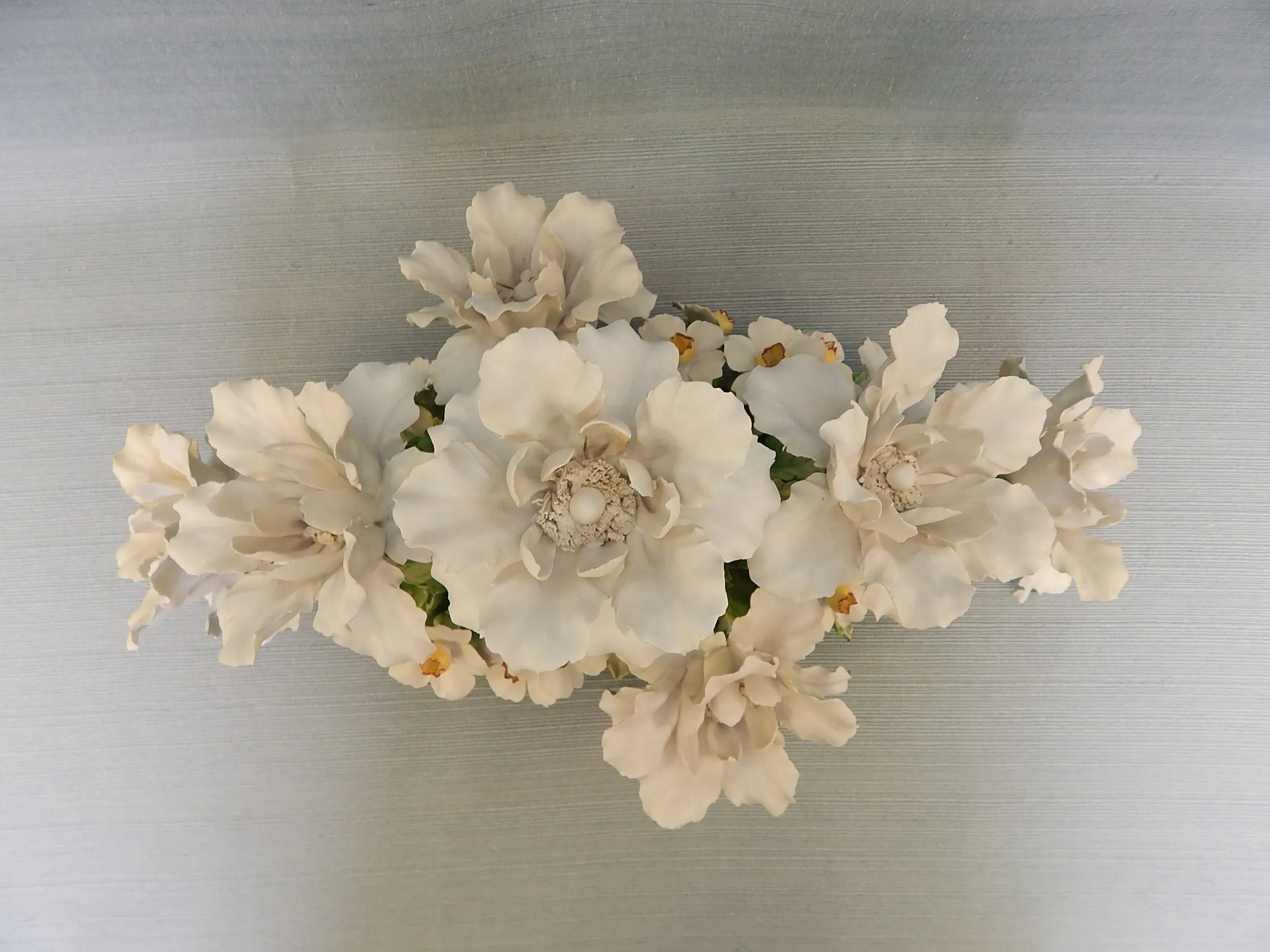 White Flower Bouquet Ceramic Centerpiece