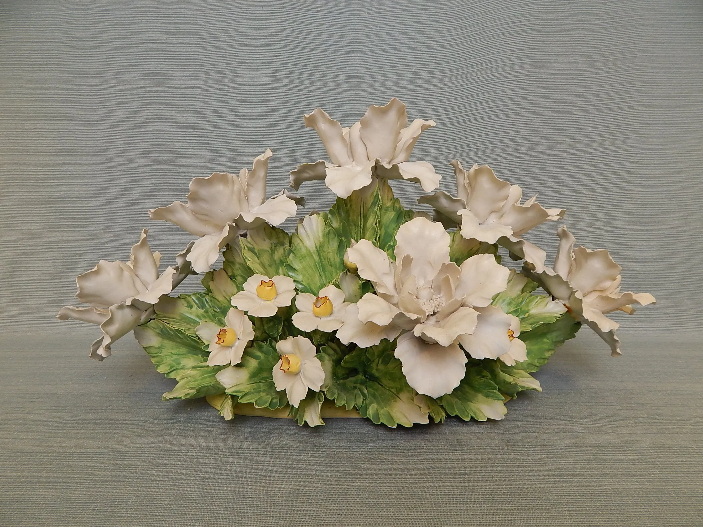 White Flower Bouquet Ceramic Centerpiece