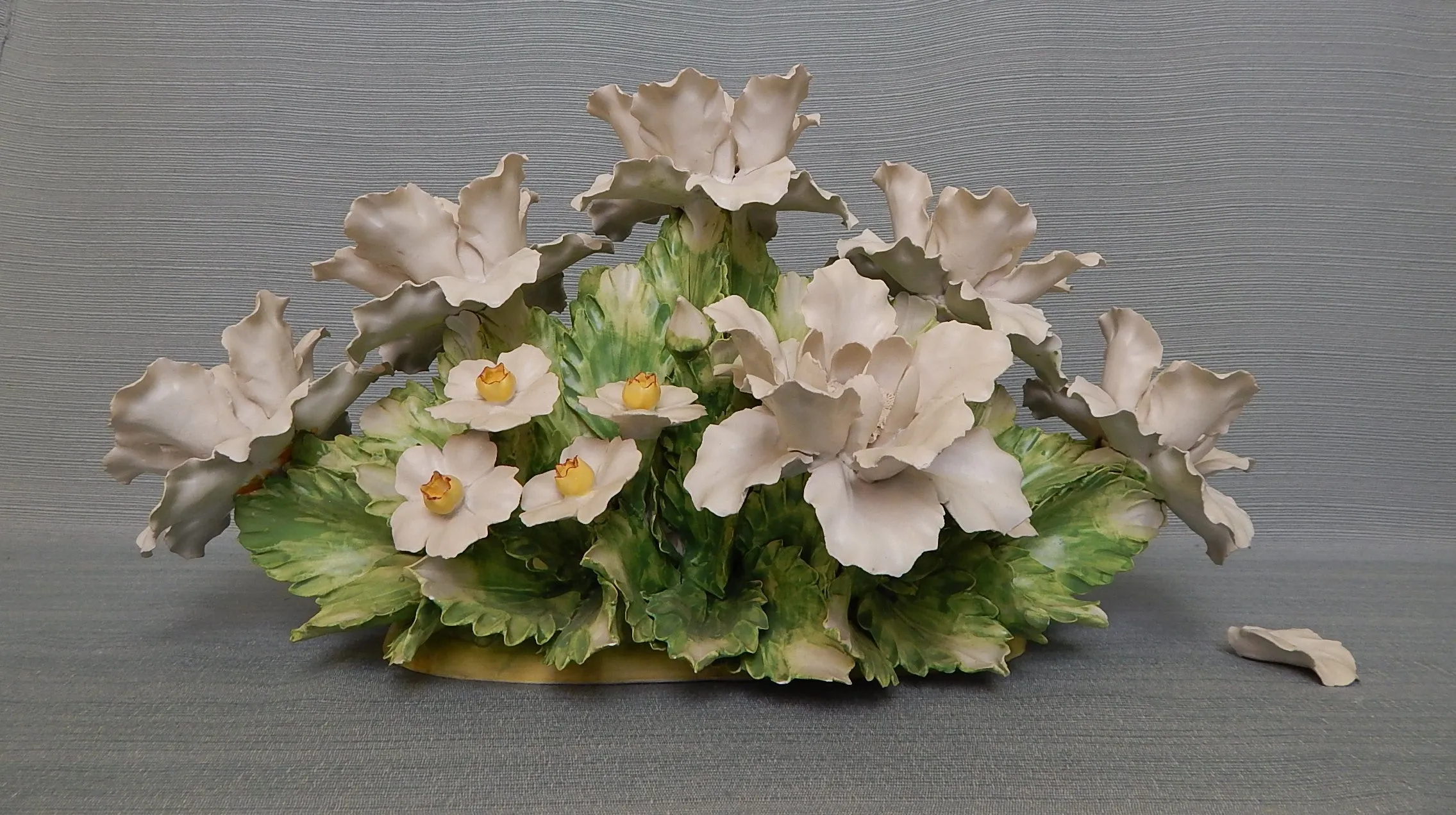 White Flower Bouquet Ceramic Centerpiece