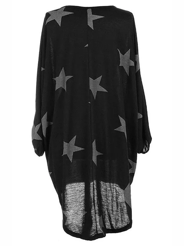 Women Star Print Loose Shirt Dress