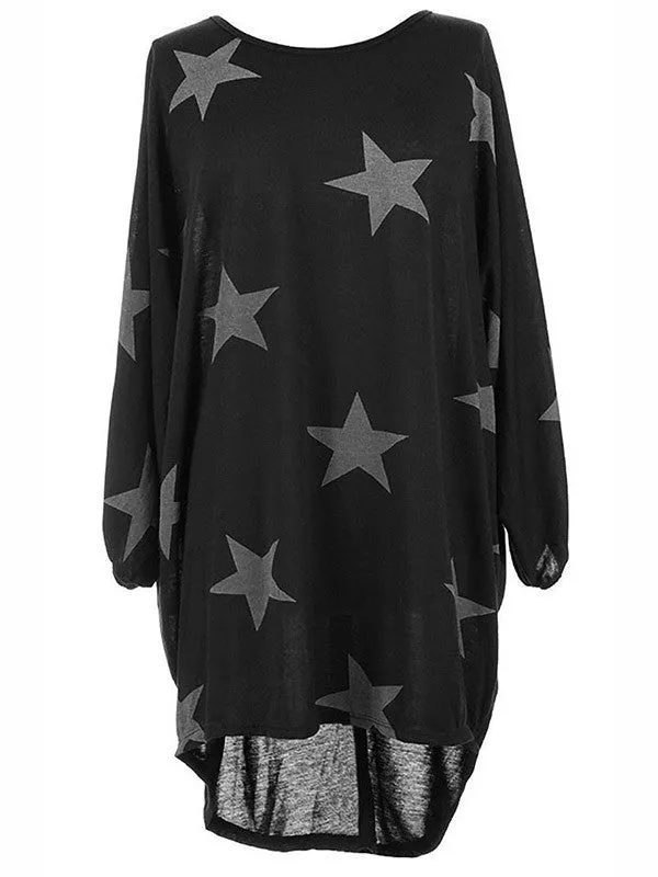 Women Star Print Loose Shirt Dress