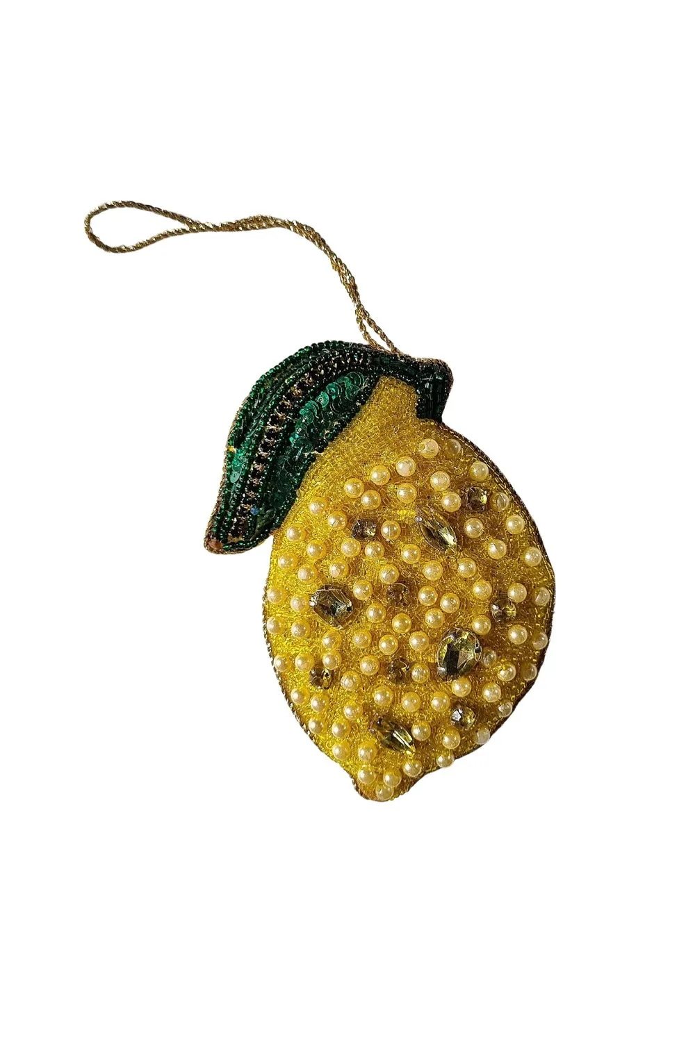 ZODA CHRISTMAS TREE DECORATION BEADED LEMON